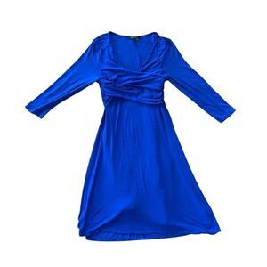 LAUREN RALPH LAUREN Royal Blue Faux Wrap How You Like Dress Size L